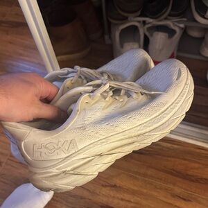 Hoka Cream Athletic Sneakers